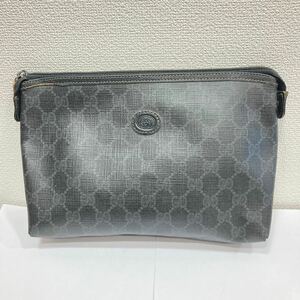 中古品 GUCCI オールドグッチ レザー クラッチバッグ セカンドバッグ ポーチ 156.01.045 GG柄 アクセサリーコレクション ブラック 黒系