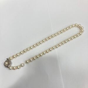 1円〜 保管品 本真珠 パール ネックレス 留め具 SILVER 800 刻印 シルバー 8.5〜8.9mm 長さ約44cm 総重量49.75g