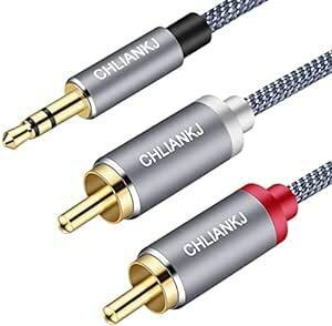 CHLIANKJ 3.5mm ステレオミニプラグ to 2RCA 変換 ステレオオーディオケーブル、金メッキコネクタ オス t