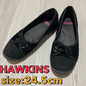 【履物-4】HAWKINS パンプス ブラック 千鳥格子 24.5cm