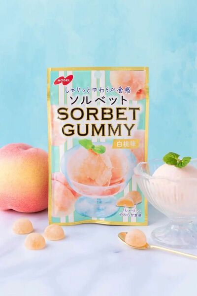 ノーベル NOBEL ソルベットグミ 白桃味 1袋 50g × 6セット