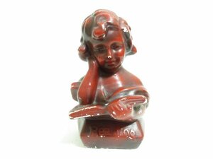 XB146^ antique /book@. read young lady / ceramics doll / height 22x width 13x depth 10cm / interior ornament objet d'art / present condition delivery 