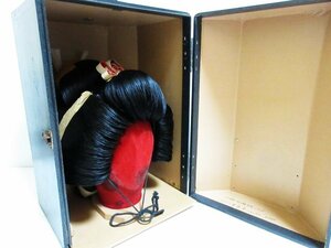 XB325^ large . play / Mai pcs / wig / woman shape / case size width 35x height 41x depth 29cm / ornamental hairpin attaching /katsula/ historical play Mai . properties / present condition delivery 