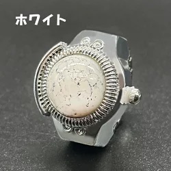 ◇リングウォッチ カバー付き 指輪時計 ユニセックス 男女兼用　ホワイト