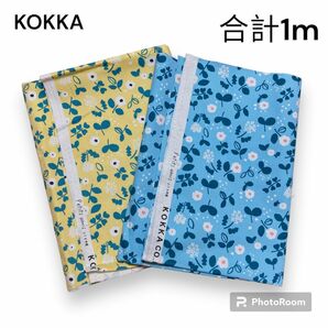 KOKKA コッカ　 生地　オックス　花　フラワー　イエロー　ブル　合計1m