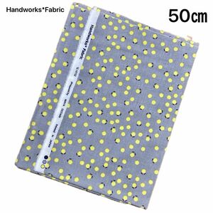 Handwork*Fabric 生地　コットンリネンシーチング　まんまる　おはな　花　フラワー　グレー　50㎝