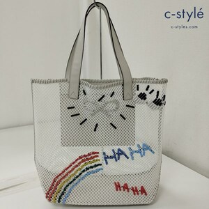 B255 [ популярный ] ANYA HINDMARCH Anya Hindmarch большая сумка оттенок белого сетка радуга Rainbow | G*