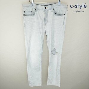 N239b [人気] HYSTERIC GLAMOUR ヒステリックグラマー デニムパンツ 34 ブルー ダメージ加工 02171AP06 | ボトムス N