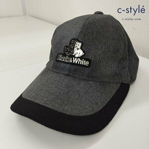 B524a [人気] Black＆White ブラック&ホワイト キャップ F グレー系 犬ロゴ 帽子 8402GF/GE ゴルフ | ファッション小物 Y