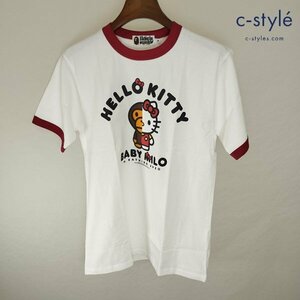 N333b [春夏][人気] A BATHING APE アベイシングエイプ Tシャツ M ホワイト ハローキティ 日本製 コットン100% | トップス G