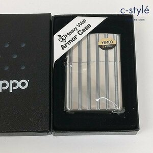 B647a [未使用品] ZIPPO ジッポー Armor アーマーケース 2004年製 オイルライター シルバー ストライプ模様 喫煙具 タバコ 煙草 | その他 K