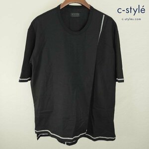 E628b [春夏][人気] S'YTE サイト 半袖Tシャツ UI-T21-075 3 ブラック COTTON JERSEY CREW NECK HALF-LAYERT | トップス G