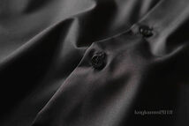 P283/48A(M程度)新品◆シルク混 高品質 長袖 メンズ ビジネス カジュアル薄手シャツ/ブラック_画像9