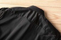 P283/48A(M程度)新品◆シルク混 高品質 長袖 メンズ ビジネス カジュアル薄手シャツ/ブラック_画像6