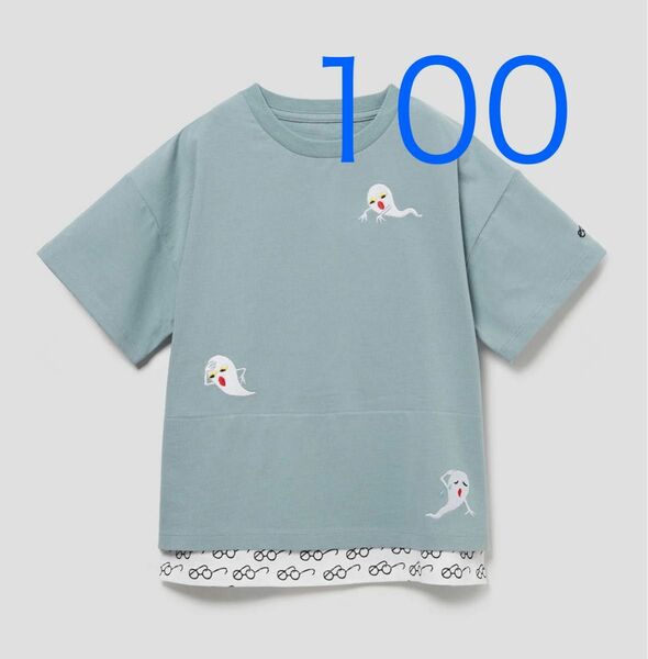 グラニフ　おばけ エンブロイダリー　キッズビッグTシャツ　100