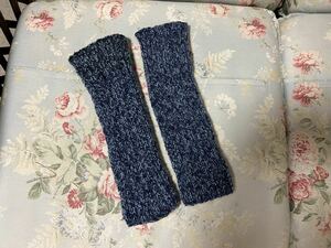  new goods * hand-knitted leg warmers navy moheya
