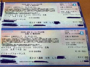広島東洋カープ　vs 横浜denaベイスターズ　8/14 チケット　B