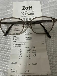 限定セール　Zoff 眼鏡【美品】ウェリントン　度入り　中近　グレー　リーディンググラス　ユニセックス