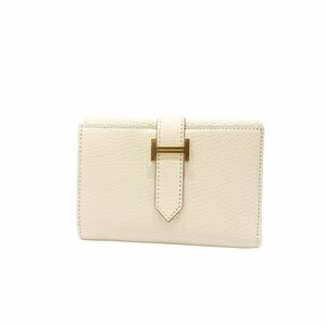 【中古】 HERMES エルメス ベアン コンビネ シェーブル コンパクトウォレット ホワイト ゴールド金具 U刻 24006720 HO