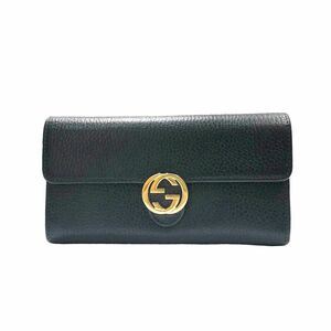 【中古】 GUCCI グッチ 615524 インターロッキングG ロングウォレット レザー ブラック 長財布 レディース 22044210 HO