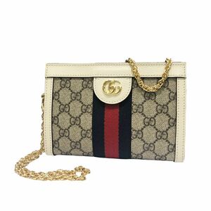 【中古】 GUCCI グッチ オフィディア ミニ チェーンバッグ GGスプリーム アイボリー レザー ショルダーバッグ 24002901 HO