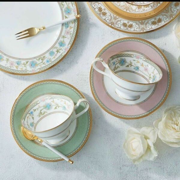 Noritake カップ ソーサー ウェッジウッド WEDGWOOD ティーカップ ノリタケ 金彩