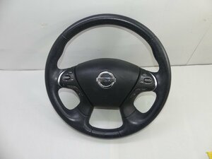 A2282 E Nissan Fuga KY51 original steering gear steering wheel black black leather leather stitch stereo Limo remote control switch both sides Y51 KNY51