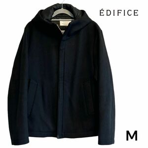 【美品】EDIFICE|メルトンフードブルゾン|ブラック|Mサイズ