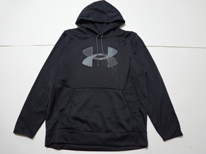 ■0318■UNDER ARMOUR アンダーアーマー ビックロゴ パーカー XXL 黒 大きいサイズ●