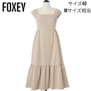 【極美品】2020年製 フォクシーニューヨークFOXY NEWYORKドレス フレア ワンピース ひざ丈 フェミニン 結婚式 パーティ マットストレッチ 