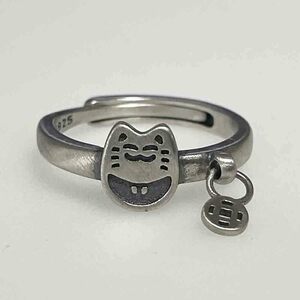 リング 指輪 S925 スターリング シルバー 猫に小判 シルバー 金運 幸運 銀製 レディース アクセサリー 