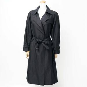 GP4956▲未使用/定価￥120,000/Aquascutum/アクアスキュータム トレンチコート/ロング丈 ベルト付 衿2WAY 日本製 比翼 ネイビー サイズ9号