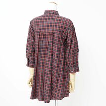 GP5863▲バーバリーブルーレーベル/BURBERRY BLUE LABEL シャツワンピース チュニック ロールアップ袖/2WAY レッド系チェック柄 サイズ38_画像2