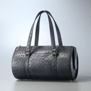 MG1269v Италия производства *JARDIN DES SACS* Ostrich кожа *книга@ страус кожа * барабанный * ручная сумочка * ручная сумка * сумка * темный темно-синий серия 