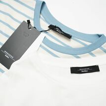 GO6365▲2点セット マックスマーラ/Weekend Max Mara 総コットン クルーネックTシャツ ホワイト系+ブルーボーダー系 サイズM_画像4