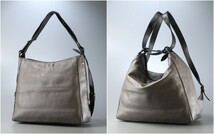 TH1821▲マザーハウス/MOTHERHOUSE ヨゾラ 2WAY ショルダーバッグ/リュックサック 牛革/レザー 肩掛け 鞄 グレー×ブラック系_画像1