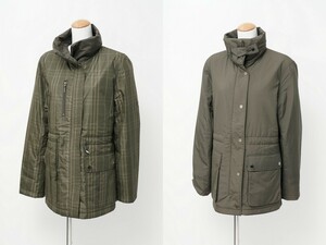 MG1828●リバーシブル*BURBERRY/バーバリー*ミドル丈コート*チェック柄*総柄*size40*カーキ