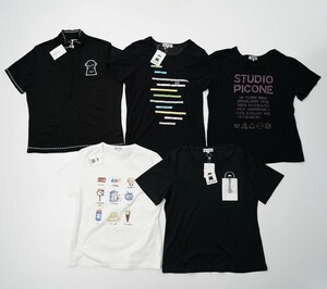 MG0385＝未使用*5点セット*ピッコーネ/PICONE*プルオーバー*半袖*カットソー/Tシャツ*サイズ2/40*ブラック/ホワイト系