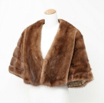 GP5669＝三越/MITSUKOSHI*デミバフミンク ファーケープ*ボレロ*ショール* 最高級毛皮*MINK リアルファー*ブラウン系_画像1