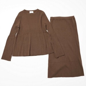 MG1366＝アリュード/ALLUDE*カシミヤ100％*ニット*セットアップ*プルオーバー*セーター*ロングスカート*XS*ブラウン系