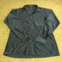 【made in USA】70's Americanclothing deadstock/VANHEUSEN/100%Qiana/browntag/openshirt/satingreen/sizeL/状態good/_画像1