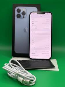 ★やや美品 iPhone 13 Pro Max 512GB SIMフリー 最大容量85% 格安SIM可 KDDI ○ MLJX3J/A シエラブルー 中古 新古品 BP2216 5