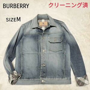 1円〜 BURBERRY BLUE LABEL バーバリーブルーレーベル デニムジャケット Gジャン sizeM ノバチェック 三陽商会 メンズライン クリーニング