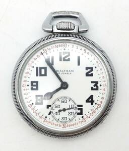 不動品【 WALTHAM 懐中時計 】ウォルサム 懐中時計 2針式 ホワイト文字盤 シルバー 17石 MN