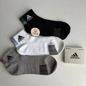 アディダス adidas 左右ロゴ入り　靴下　ソックス　スクールソックス　スポーツ靴下　ショート靴下　3足セット