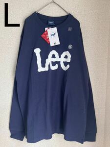新品　メンズ　Lee リー　ロンT 長袖　ネイビー　紺　白　Lサイズ　ゆったり　ロゴT シンプル　レイヤード