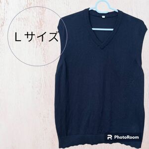 【美品】Men's Lサイズ ニットベスト 黒 Vネック セーター