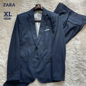 [ZARA Zara / superior article ] setup suit [ large size / pocket square / navy / tailored jacket / pants / slacks /EUR50/XL]