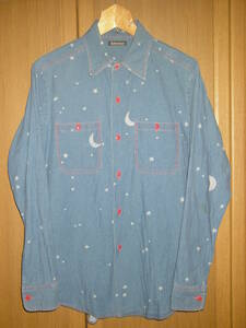 MADE IN JAPAN Bohemiansbohemi apricot navy blue navy month star shirt work shirt Star star three day month total pattern 2 M made in Japan (go-goru ball tero