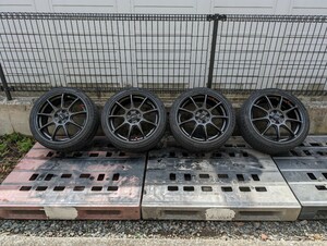 タイヤ、アルミセット中古品　CROSSSPEED17/7J 4穴　PCD100 205/40r/17 2021製　送料込